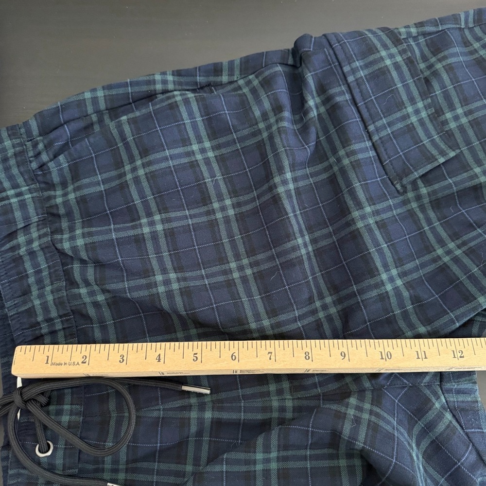 PacSun Cargo Pants Men's Large Navy Green Plaid Drawstring Waist Pockets Classic - Picture 9 of 10